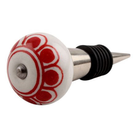 Red Baluster Ceramic Wine Stopper (Pack Of One Piece)